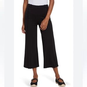 Lysse Black Wide-Leg Cropped Pull-On Pants